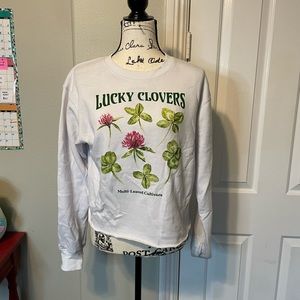 Botanical crop top sweat shirt. Ladies XL